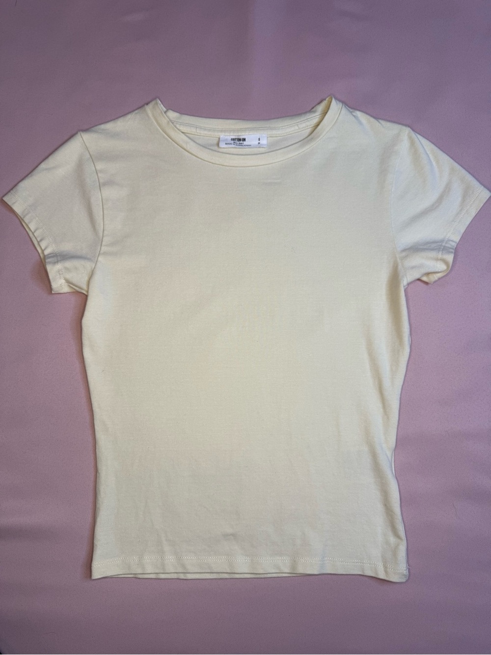 Cotton On - Butter Yellow Short Sleeve Crewneck Tee - Size S - Picture 1 of 6